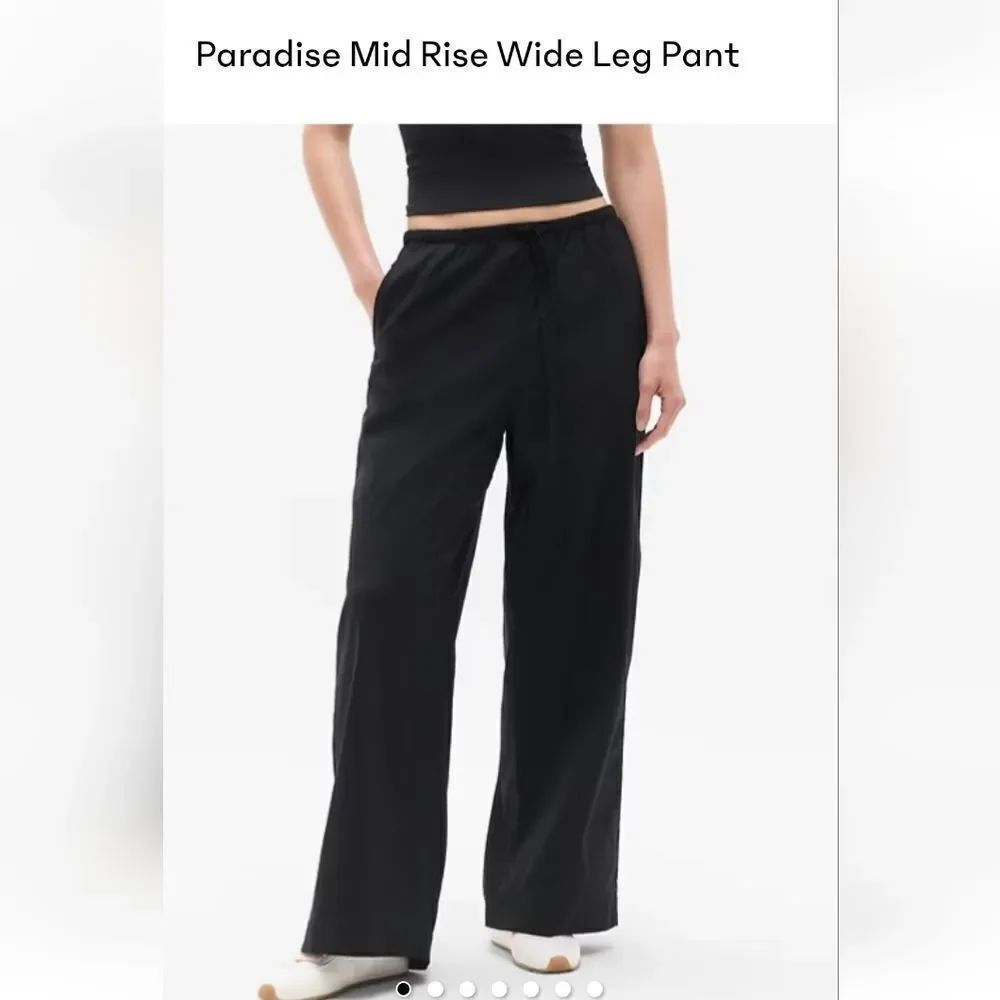 Athleta Linen Blend Stretch Black Paradise Wide Leg Pant XSMALL NWT